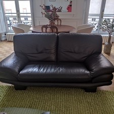 canapé cuir noir roche bobois