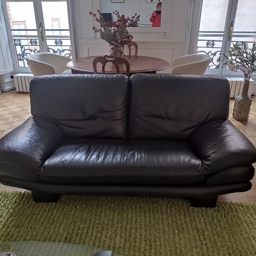 Canapé cuir noir roche - cuir, bobois